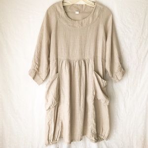 Linenbee,LOOSE TUNIC DRESS, LINEN DREESS Size S/M